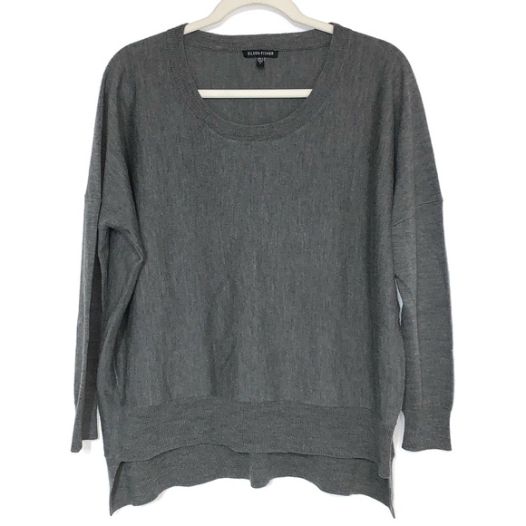 Eileen Fisher Sweaters - Eileen Fisher 100% Merino Wool Gray Scoop Neck Sweater Women’s Size Small
